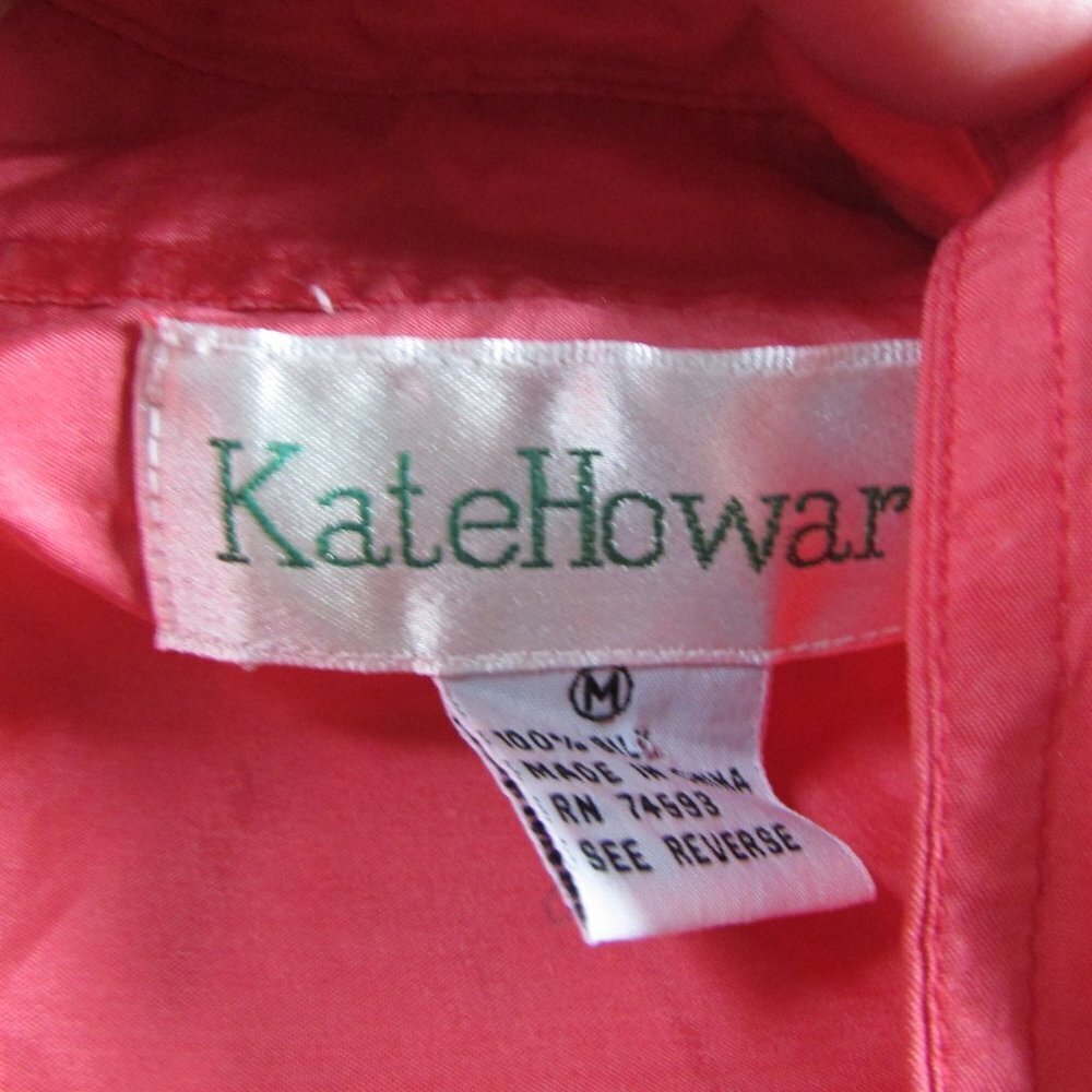 Kate Howard Blouse Shirt M Button Up Coral Silk - Picture 14 of 14